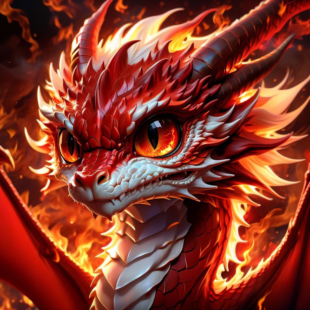Anime Portrait: Red Fire Dragon Masterpiece