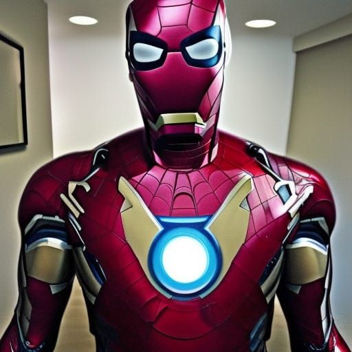 Futuristic Iron Spider-Man in Cyberpunk Style