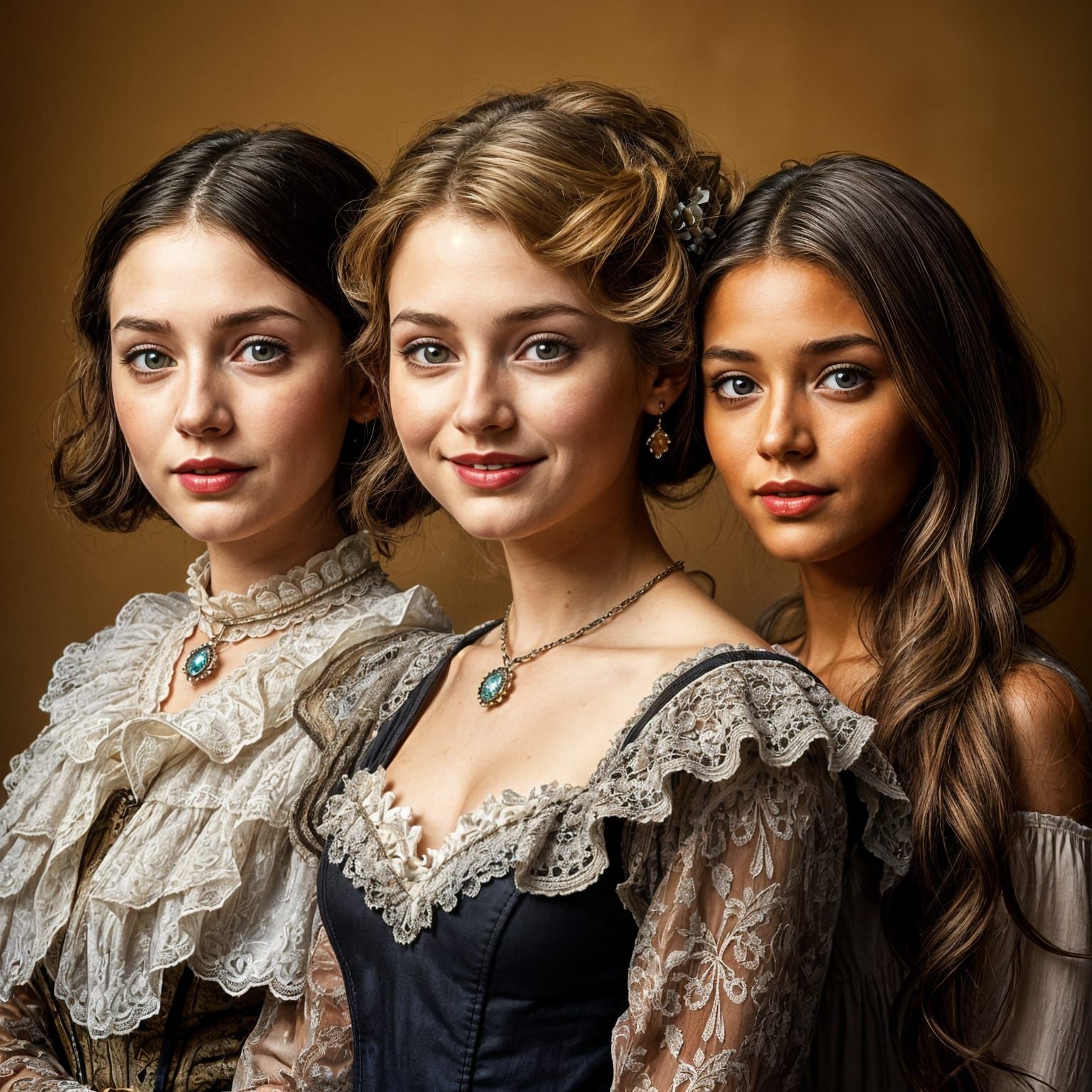 Sisters in Neo-Victorian Style: Digital Portrait