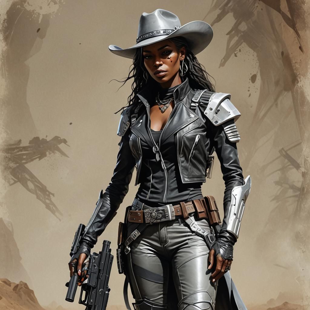 Futuristic Female Cowboy Bounty Hunter