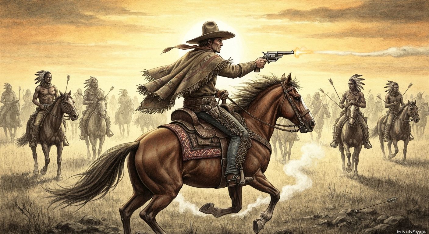 Cowboy's Escape: Hyperdetailed Charcoal Western Scene