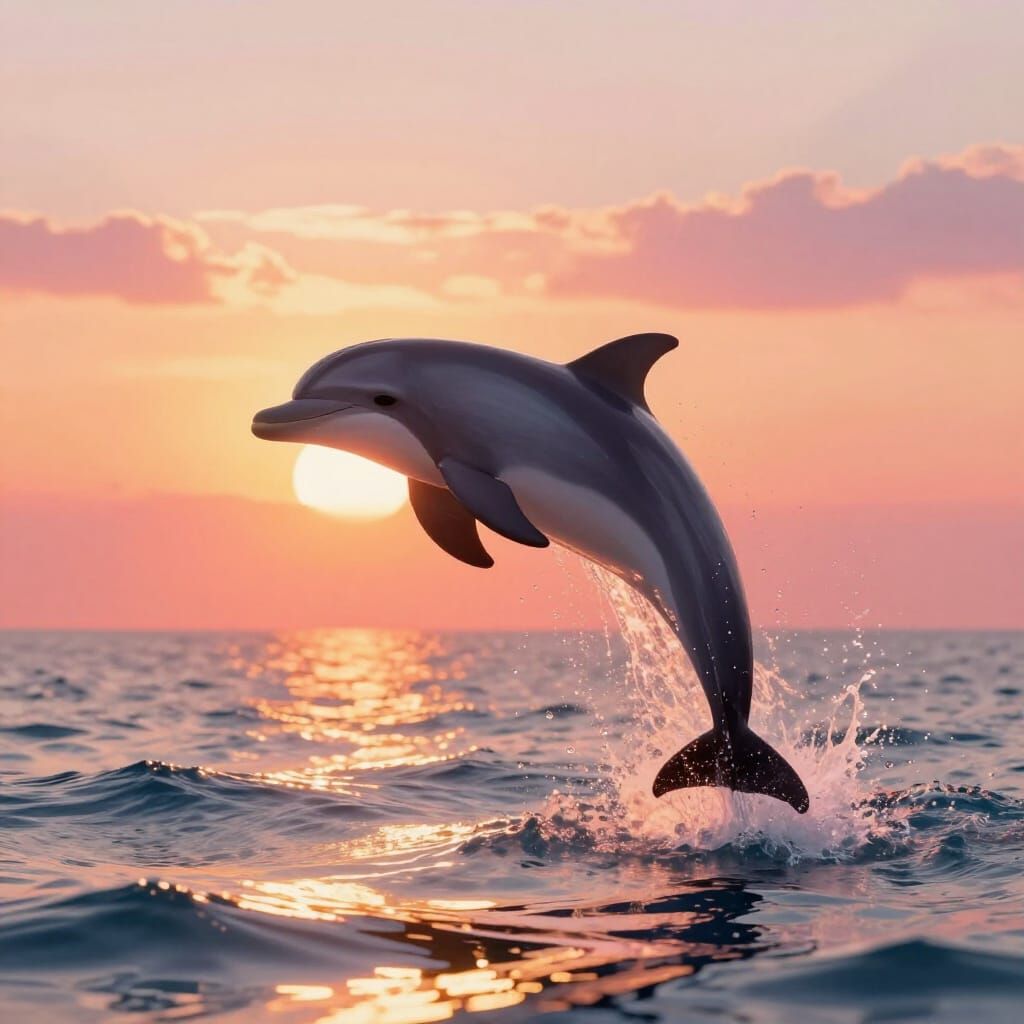 Majestic Dolphin Leaping at Vibrant Sunrise
