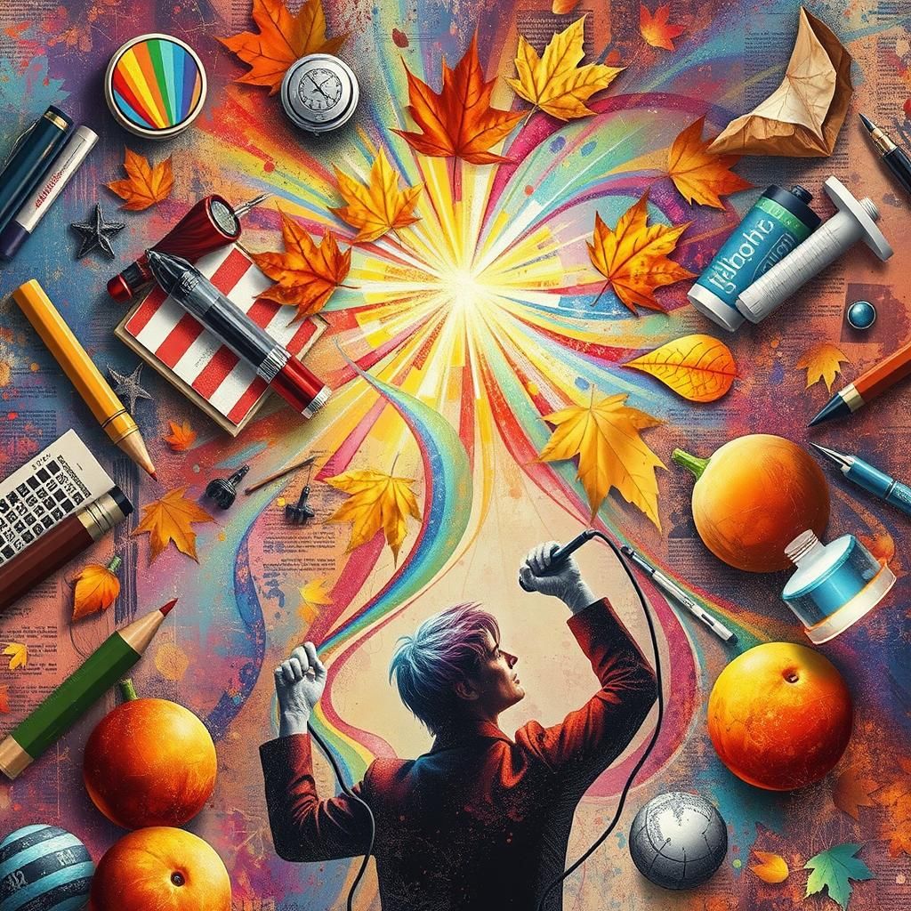 Abstract Autumn Collage in Dada Photogram Style