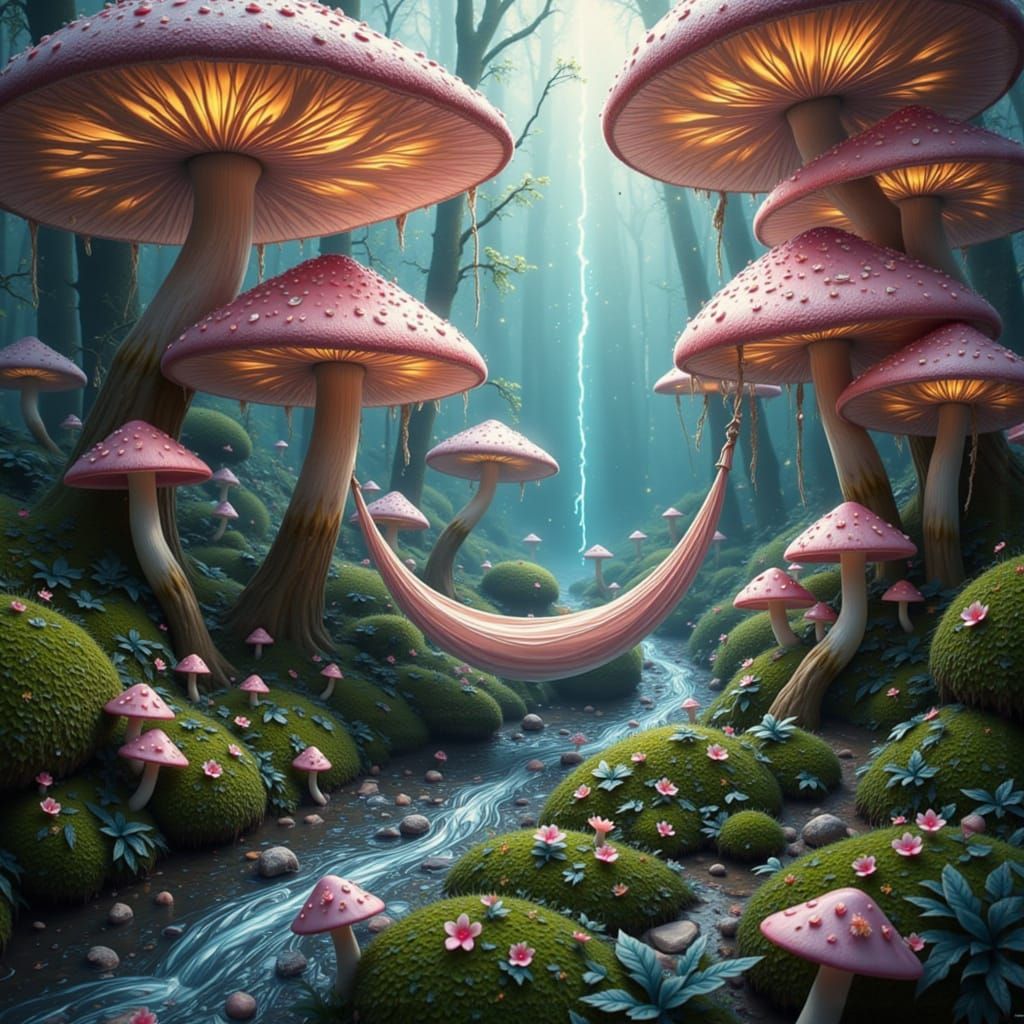 Surreal Fantasy Getaway with Sentient Mushrooms and Glowing ...
