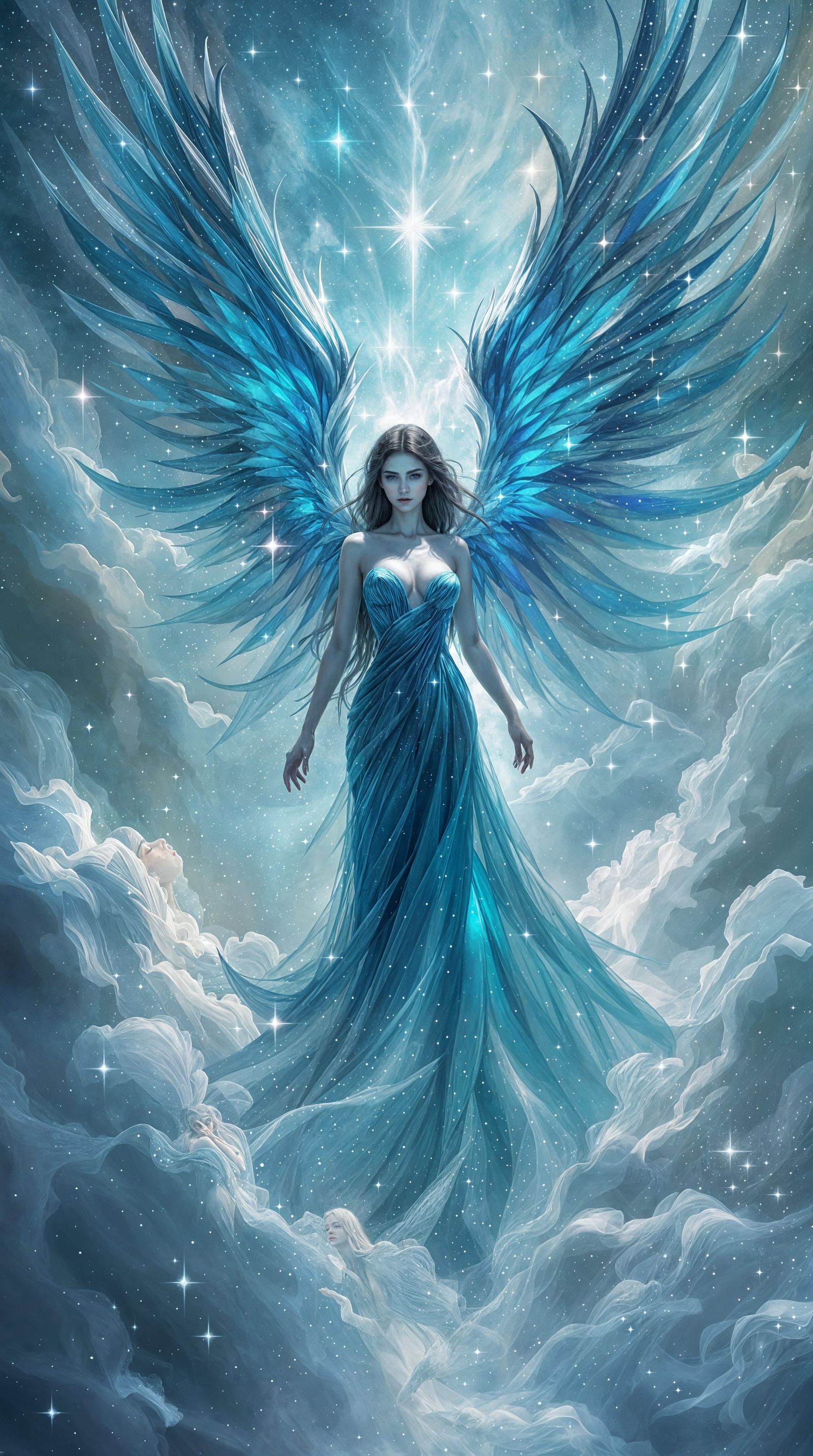Celestial Goddess with Iridescent Wings