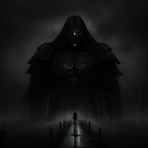 Gothic Art: Armored Man's Grief at Grave