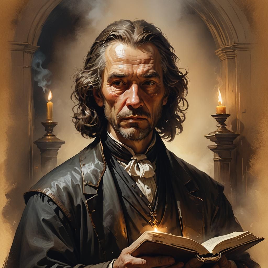 Solemn Puritan Minister Portrait in Rembrandt Lighting