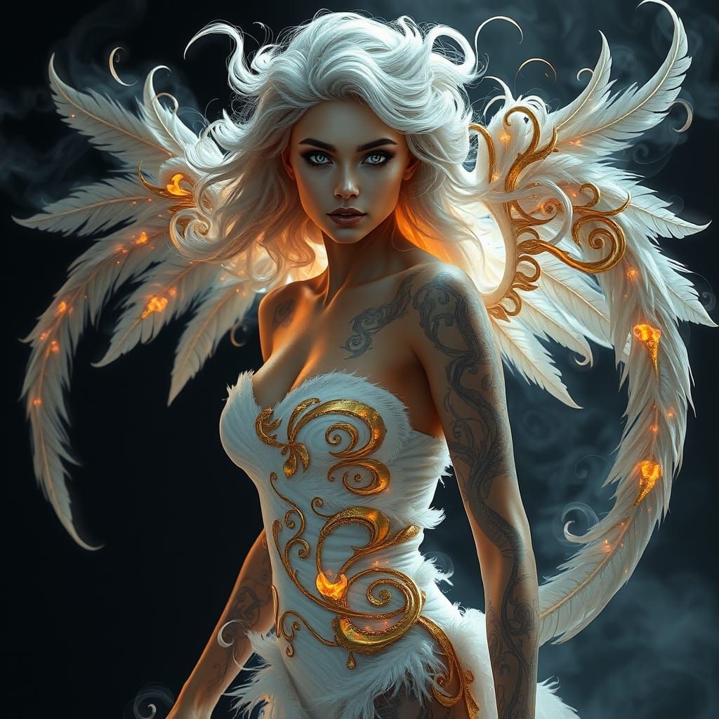 A highly detailed fantasy artwork of a beautiful female Air ...
