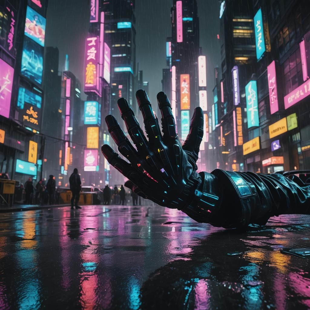 Hacker's Hand Reaching for Holographic Interface