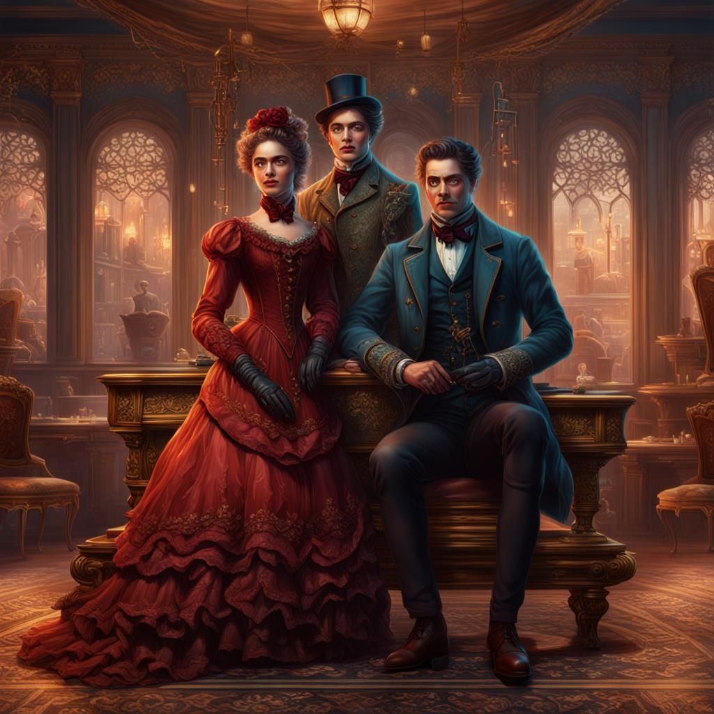 Victorian Romance Book Cover: Love Triangle
