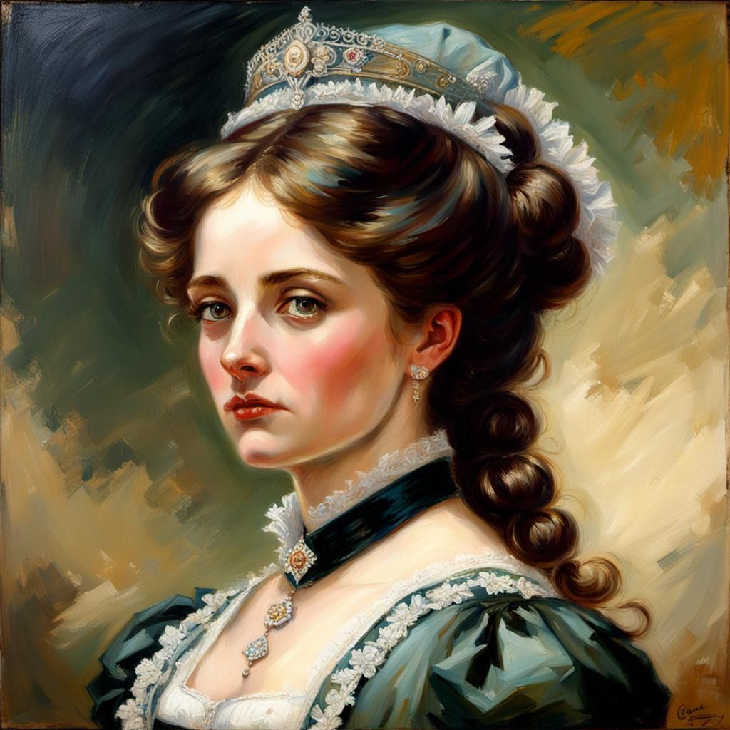 Victorian Duchess Portrait in Oil Painting Style