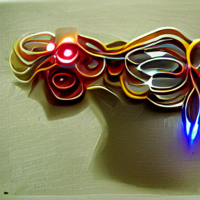 Intricate Cyborg Figure in Quilling Style