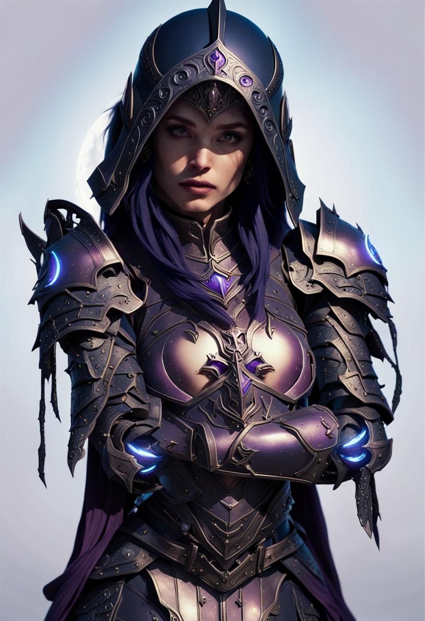 Female Dark Paladin in Magical Armor
