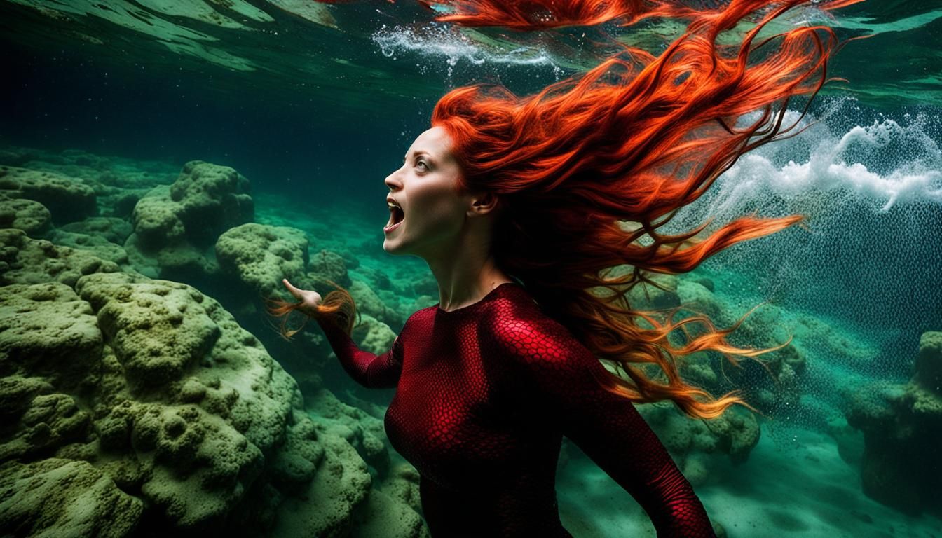 Mermaid's Defiant Scream: Underwater Freedom in Florida