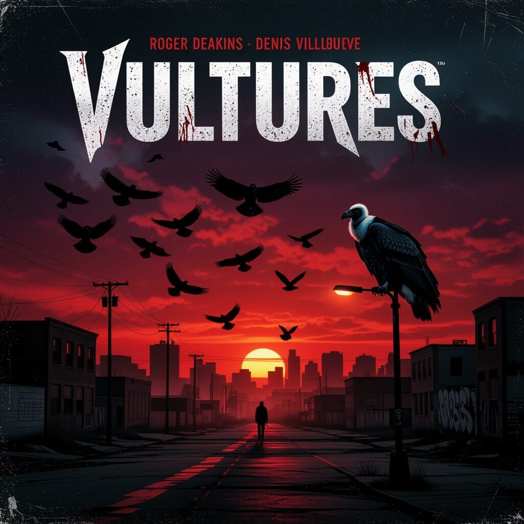 Ominous Hip Hop Album Cover: Vultures in Wasteland