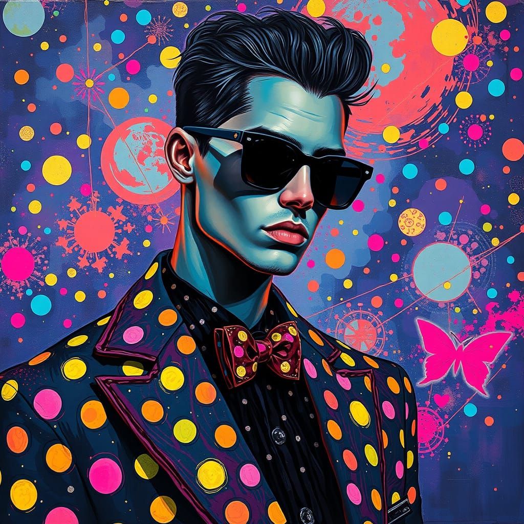 Bioluminescent Polka Dot Dreamer in Impressionist Style