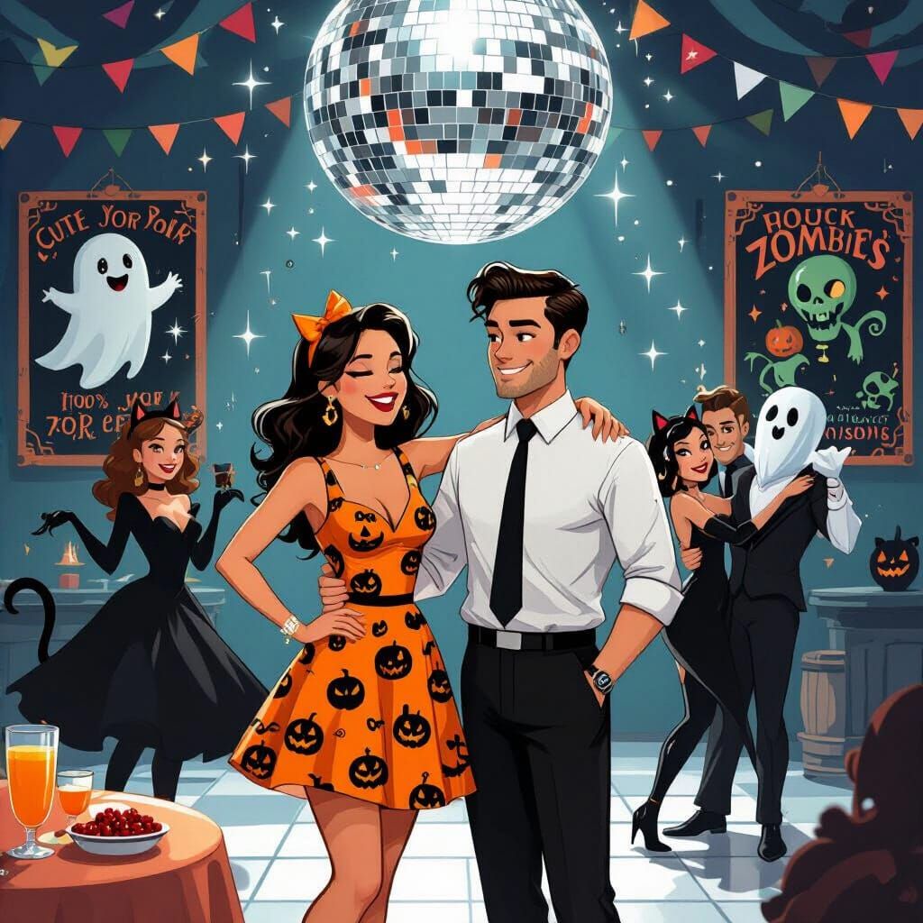Couple Celebrates Haunted New Year's Eve Under Disco Ball