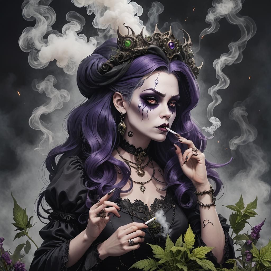 Gothic Ursula Smoking Weed
