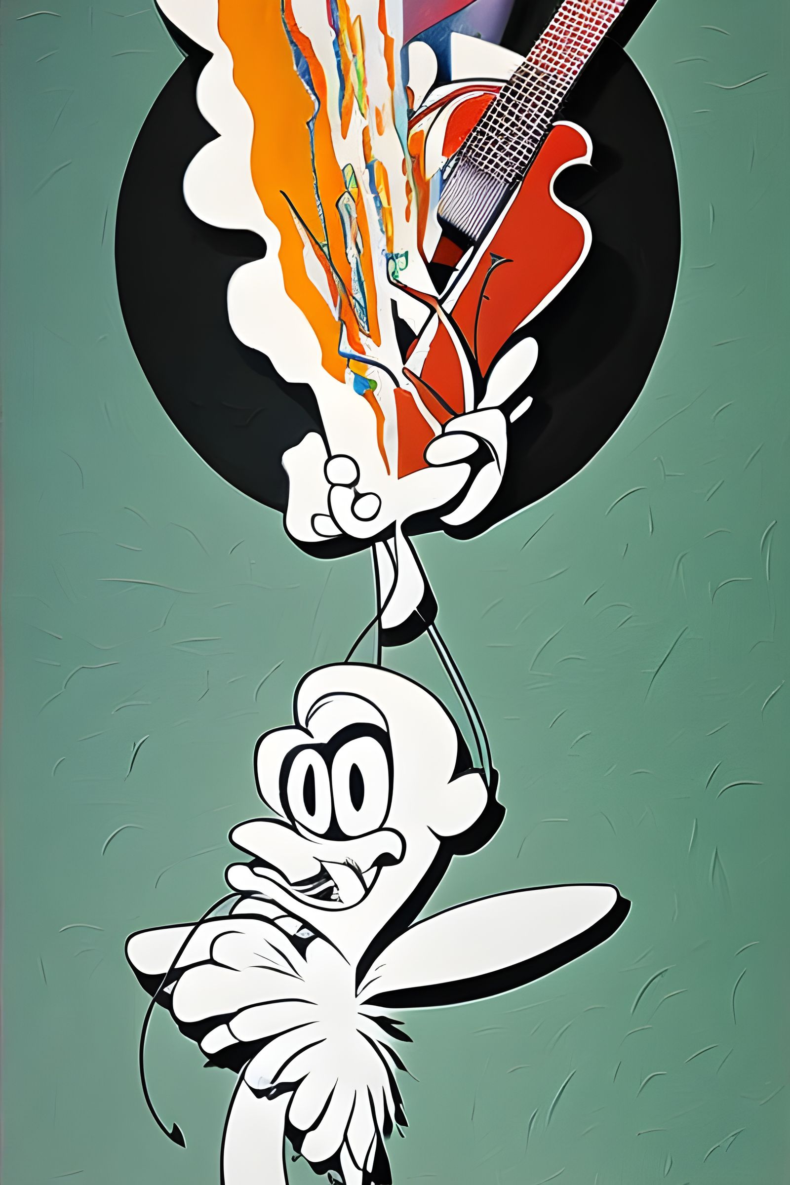 Burning Guitar: Hyperdetailed Abstract Art