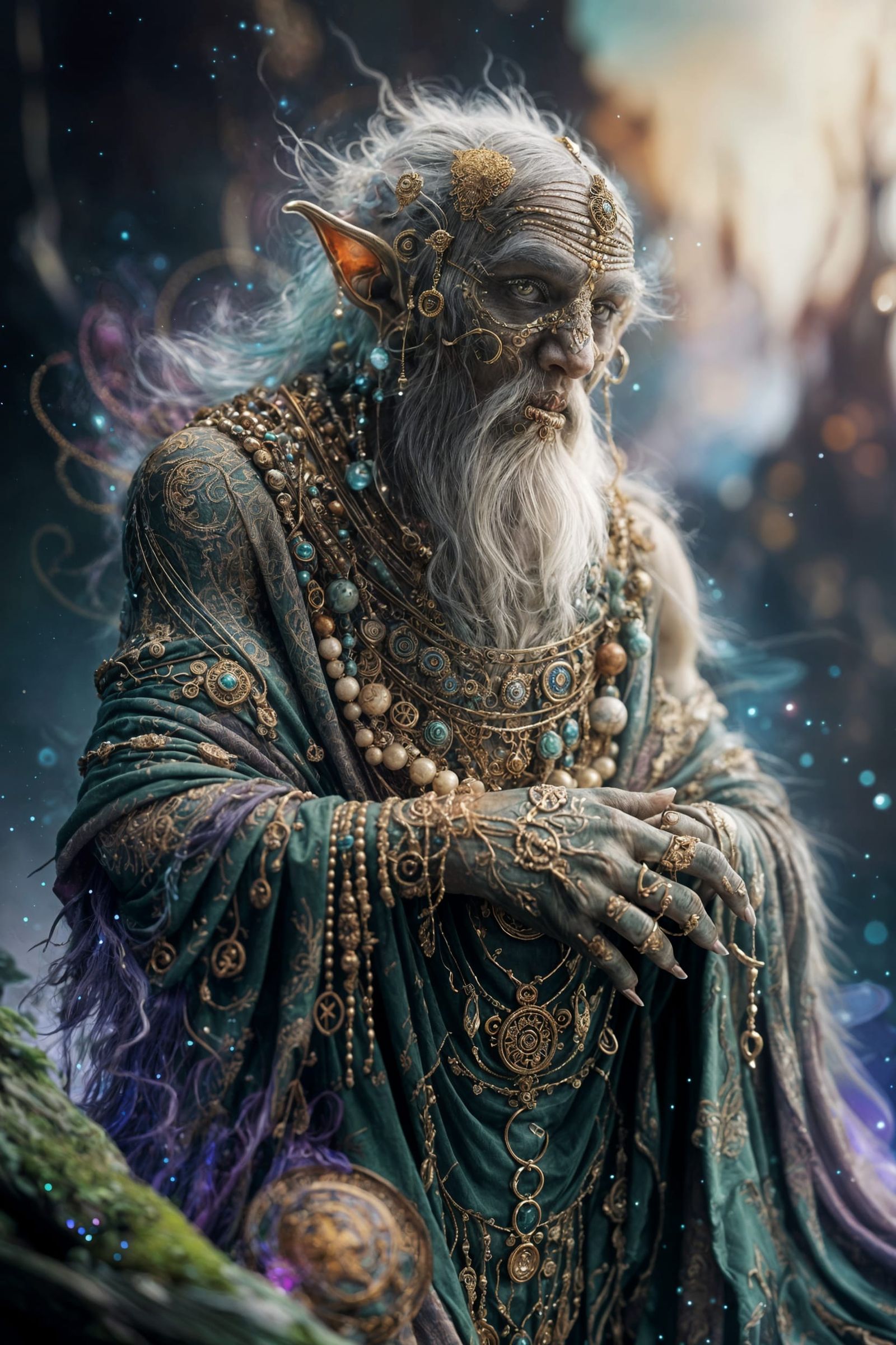 Mystical Sage in Cosmic Surrealism Style