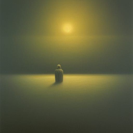 Gloomy Flatline in Beksinski Style