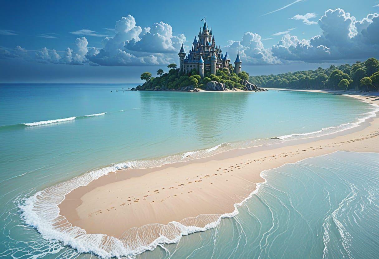 Epic Blue Manor House in Vibrant Forest Landscape, Cyberpunk...