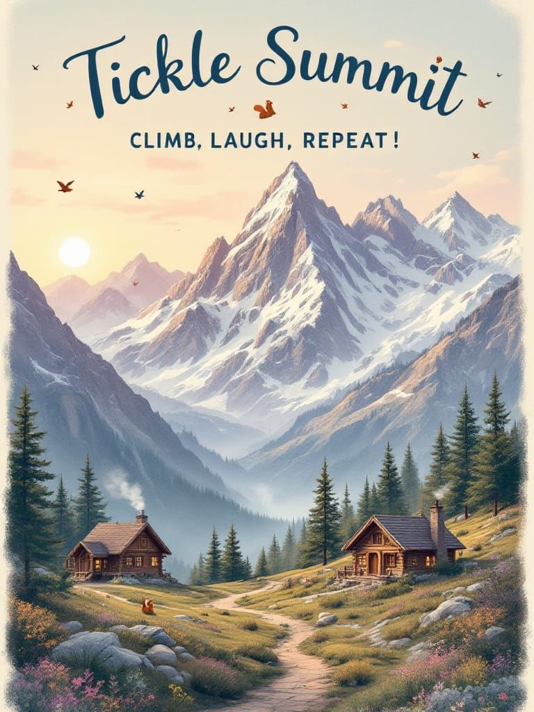 Tickle Summit: Vintage Travel Poster Illustration