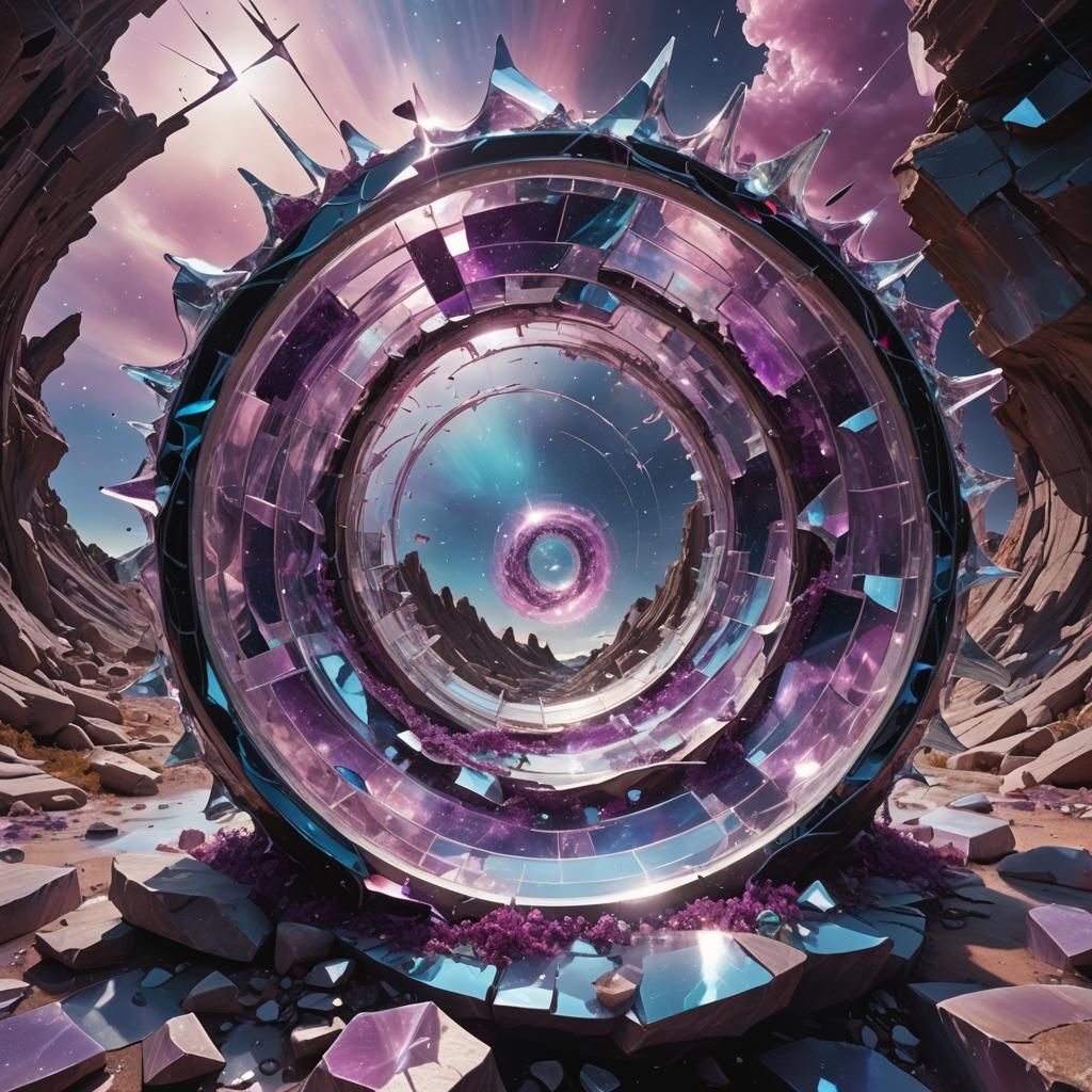 Crystalline Wormhole Portal in Surreal Digital Art