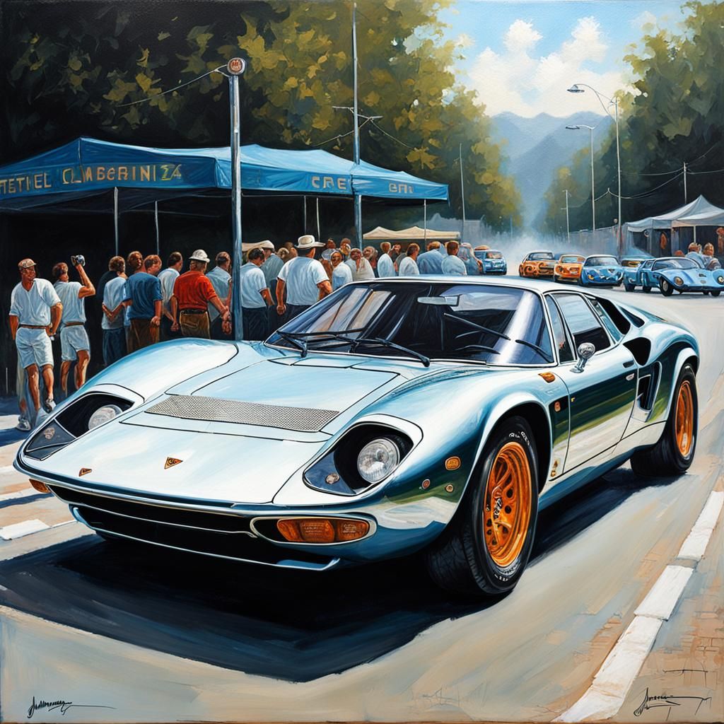 Lamborghini Miura in Detailed Oil Painting Style