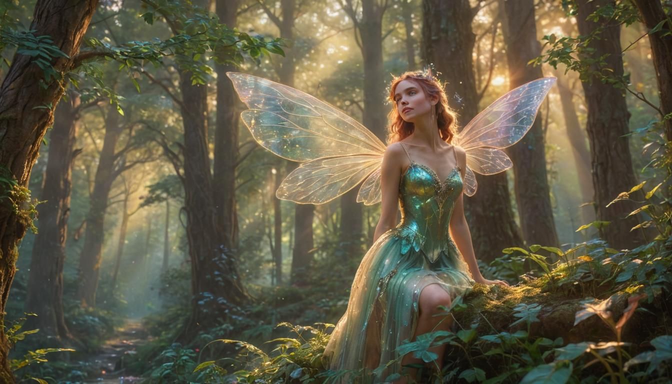 Ethereal Fairy in Forest Digital Art