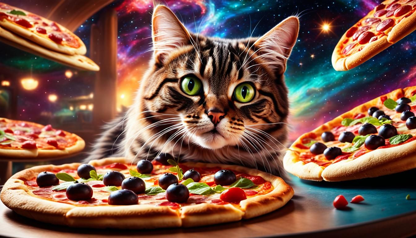 Cat and pizza
