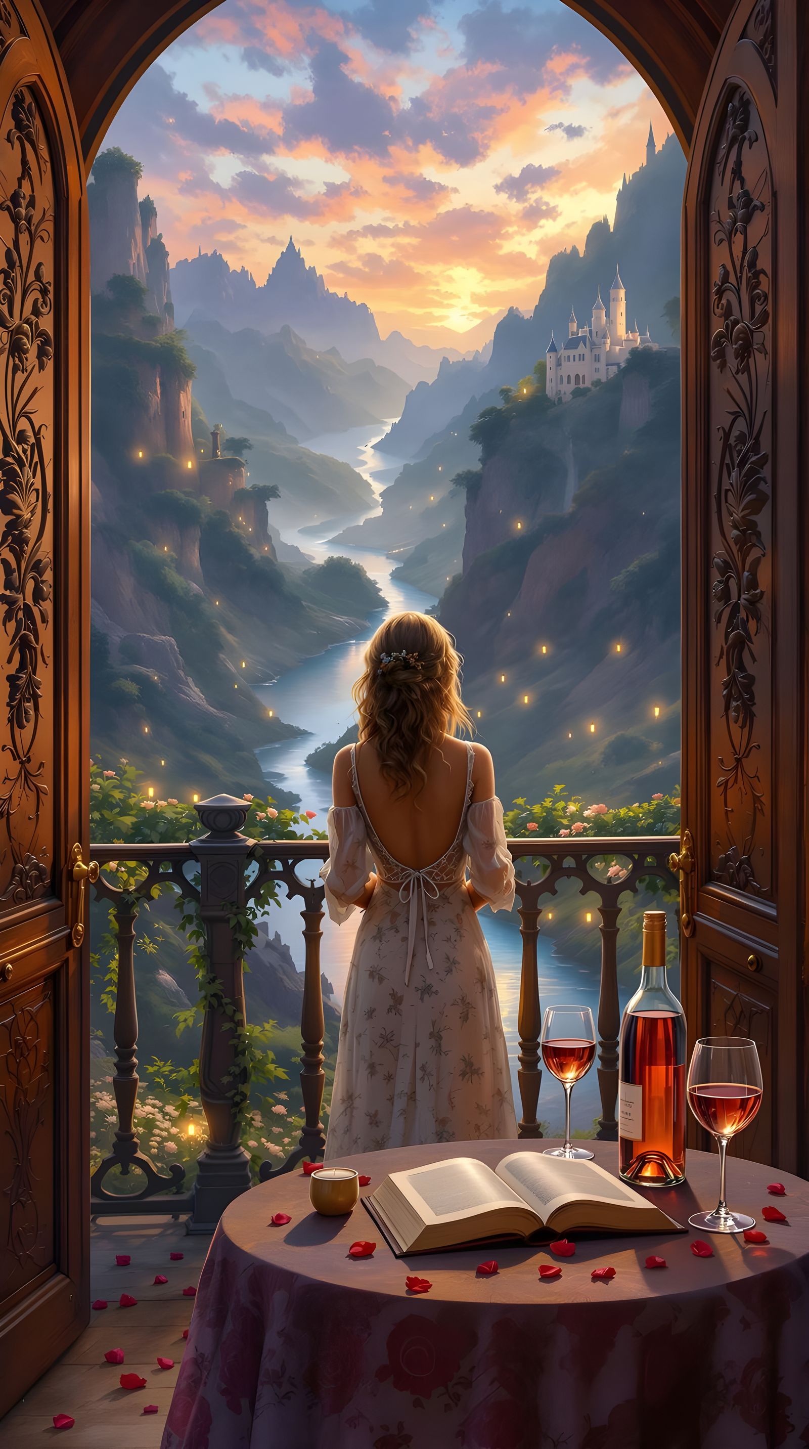 Mystical Twilight Balcony Scene