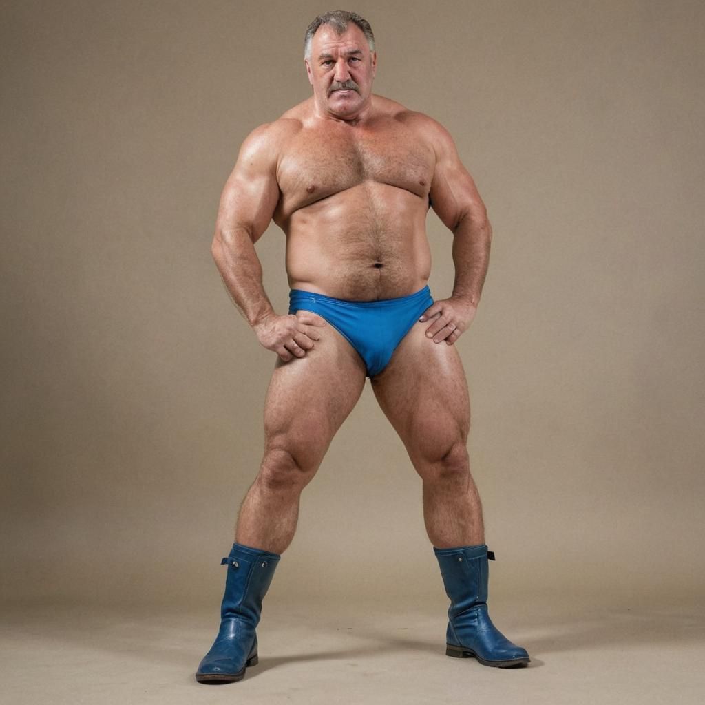 Beefy English Wrestler Posing as Winner