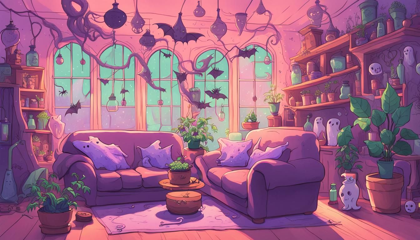 Cozy Witch Home Interior in Anime Style