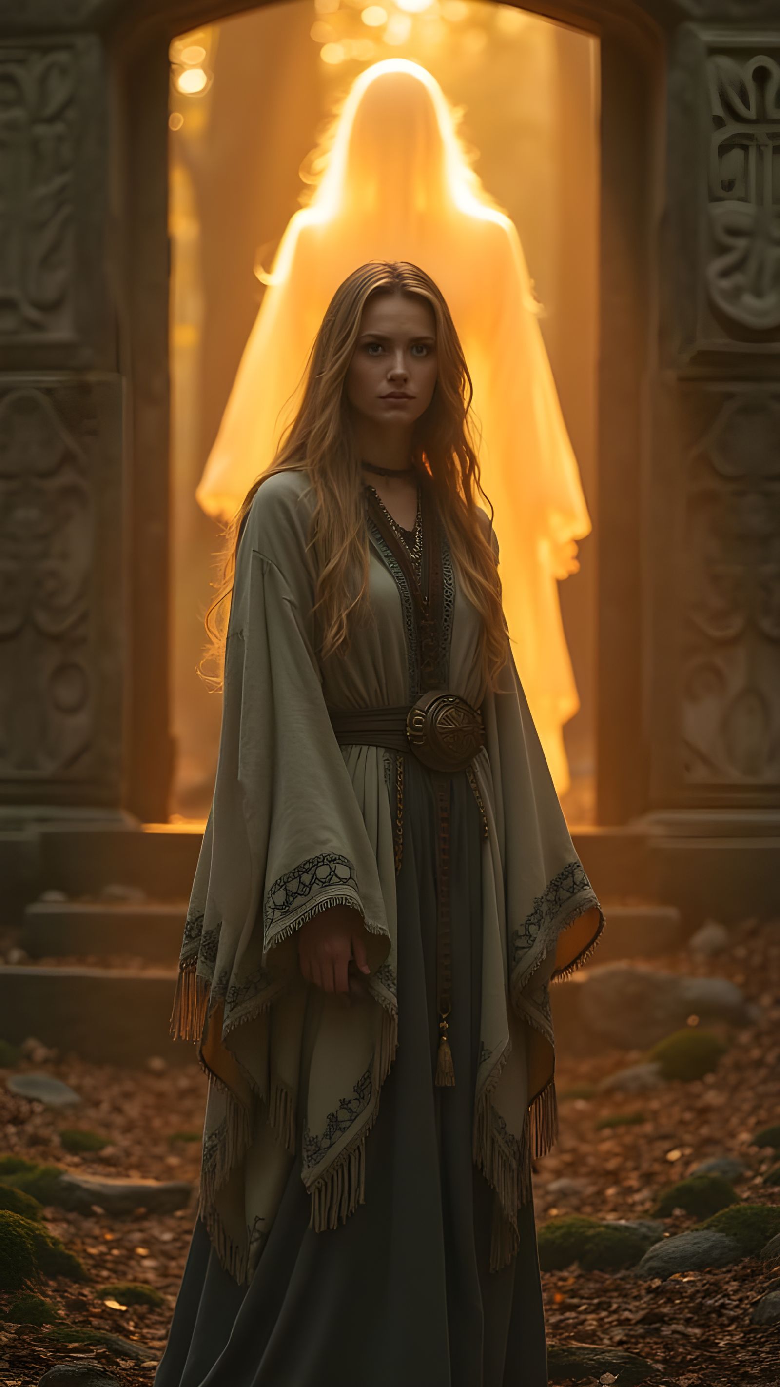 Mystical Nordic Woman Discovers Ancient Truth in Forest Shri...