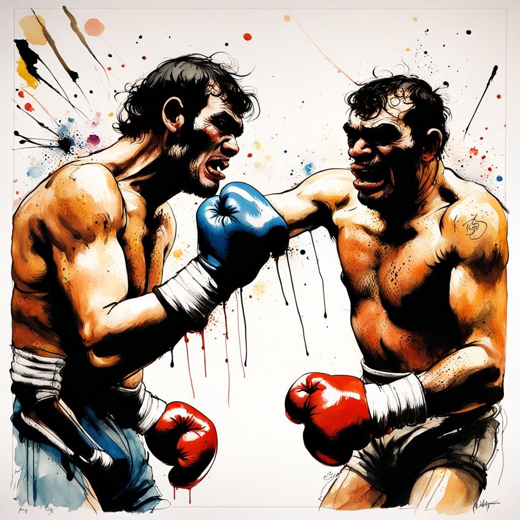 Boxing Action Ink Illustration  🎨🥊
