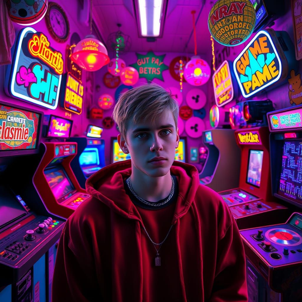 Nostalgic Arcade Dreams in Vibrant Neon