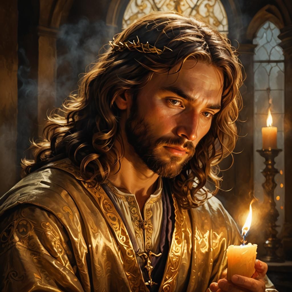 King Jesus: Baroque Portrait with Candle
