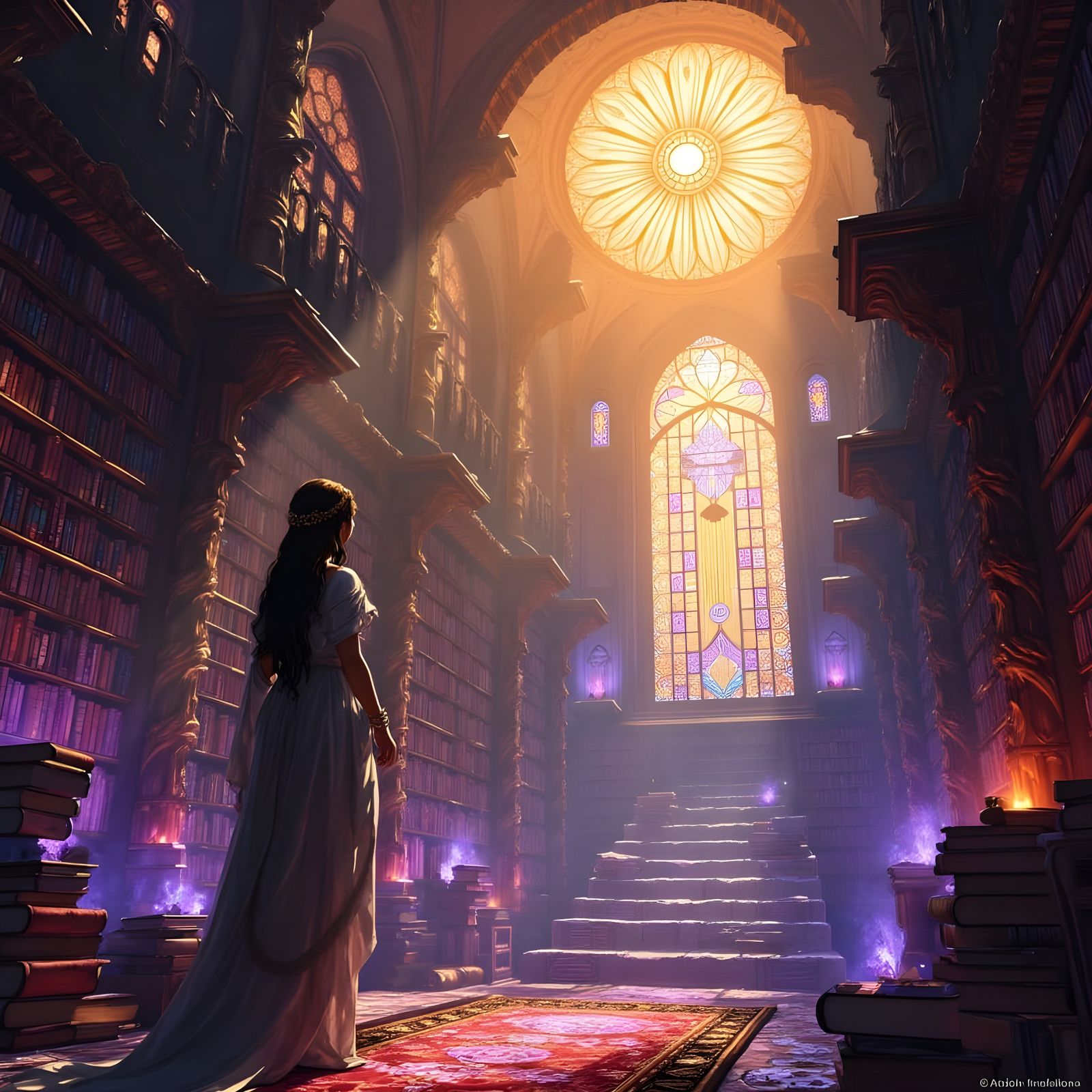 Ethereal Goddess of Cosmic Wisdom in Vibrant Splendor