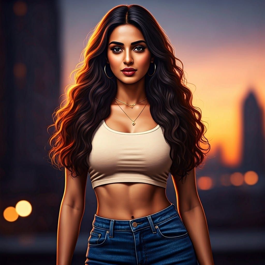 Stunning Indian Woman in Urban Fantasy Concept Art