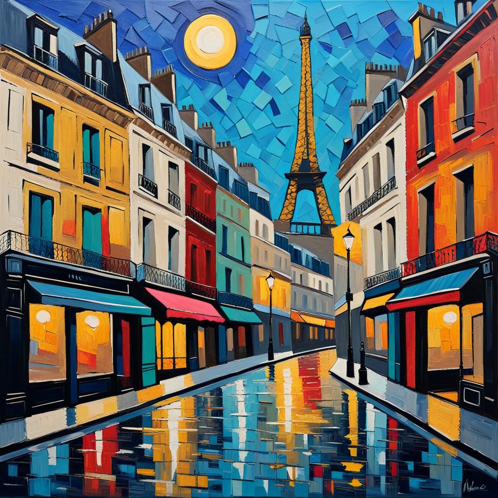 Abstract Paris Scenes in Expressionist Style