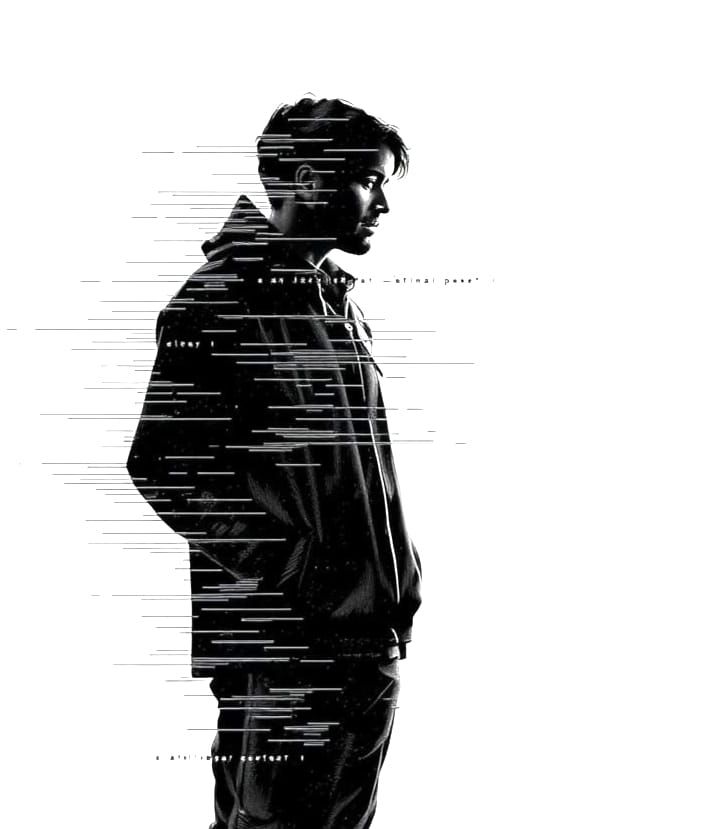 Distorted Human Silhouette in Glitch Art
