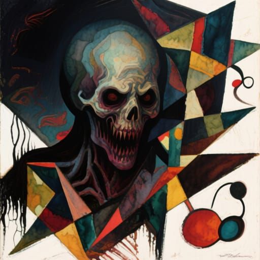 Nightmarish Cubist Vision in Thick Impasto Layers