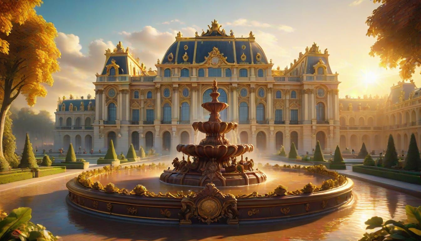 Chocolate Versailles Sculpture in Splash Art Style