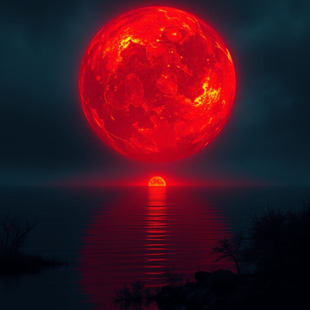 Fiery Asteroid Plunges into Dark Lake