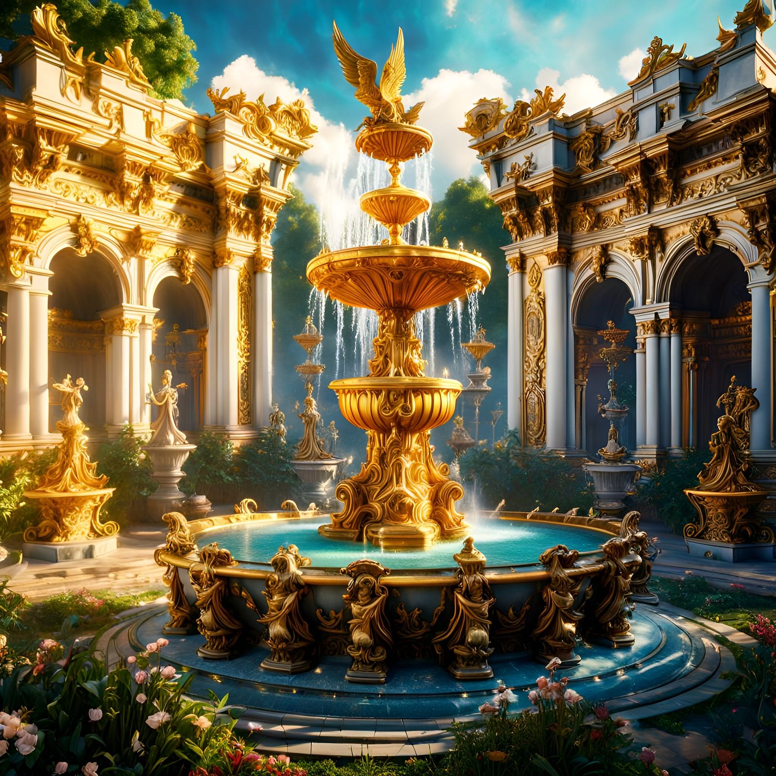 Angelic Fountain in Ethereal Kingdom Garden