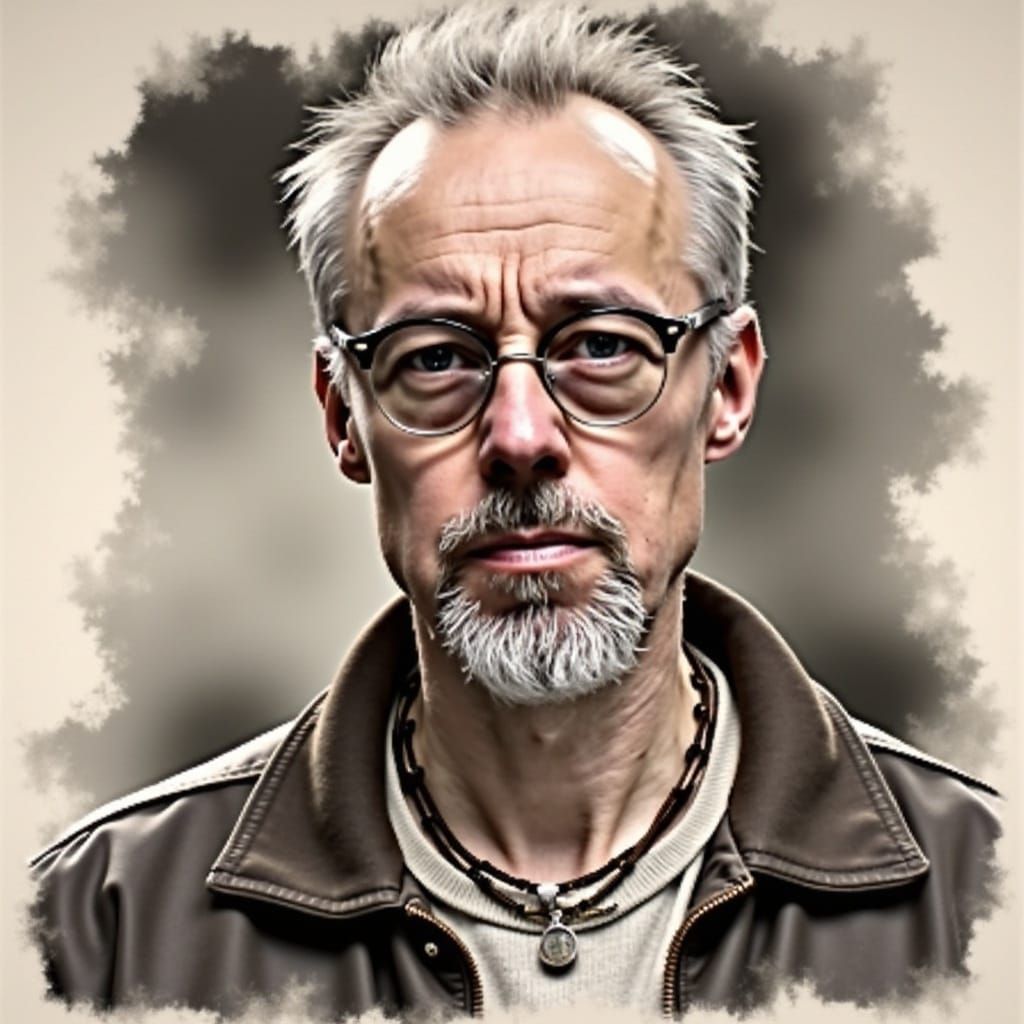 Smiling Man Portrait in Black and White