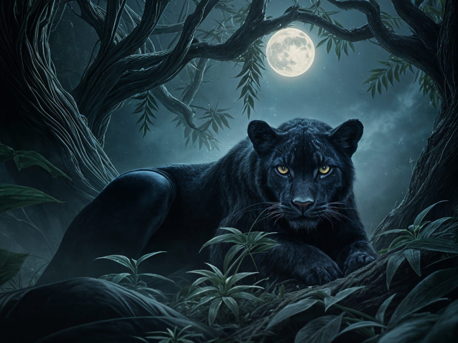 Big Cats Lounging on Checkered Floor