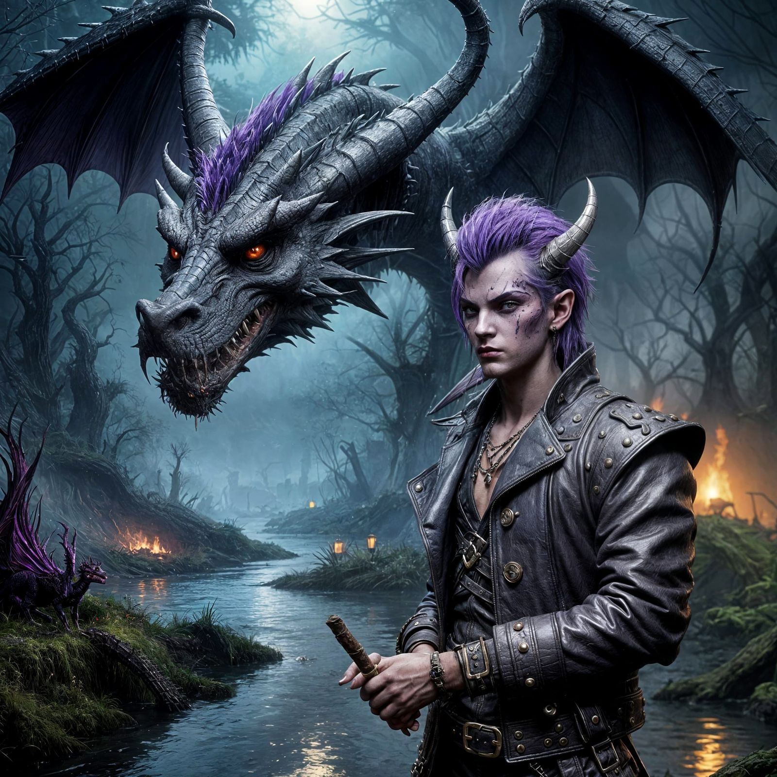 Dark Swamp Encounter in Fantasy Concept Art Style