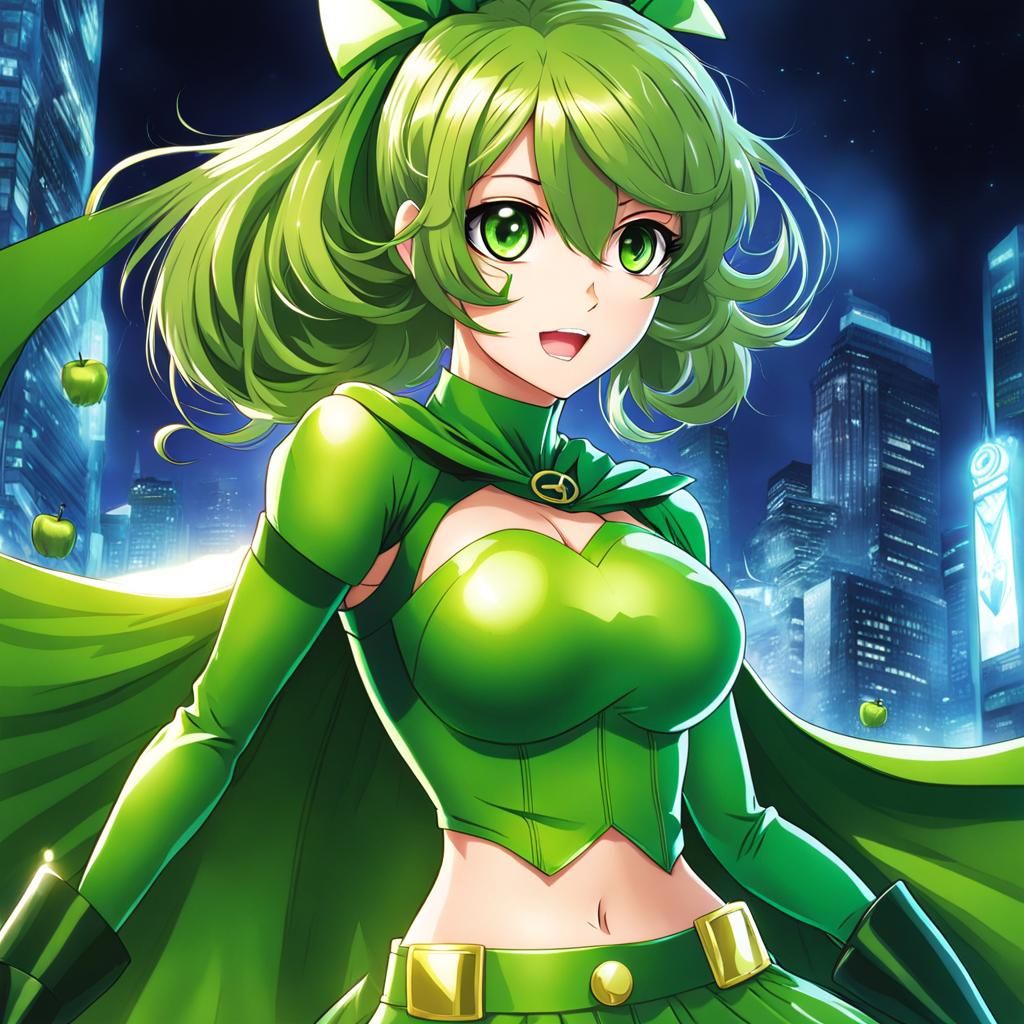 Anime Superhero Girl in Apple Costume